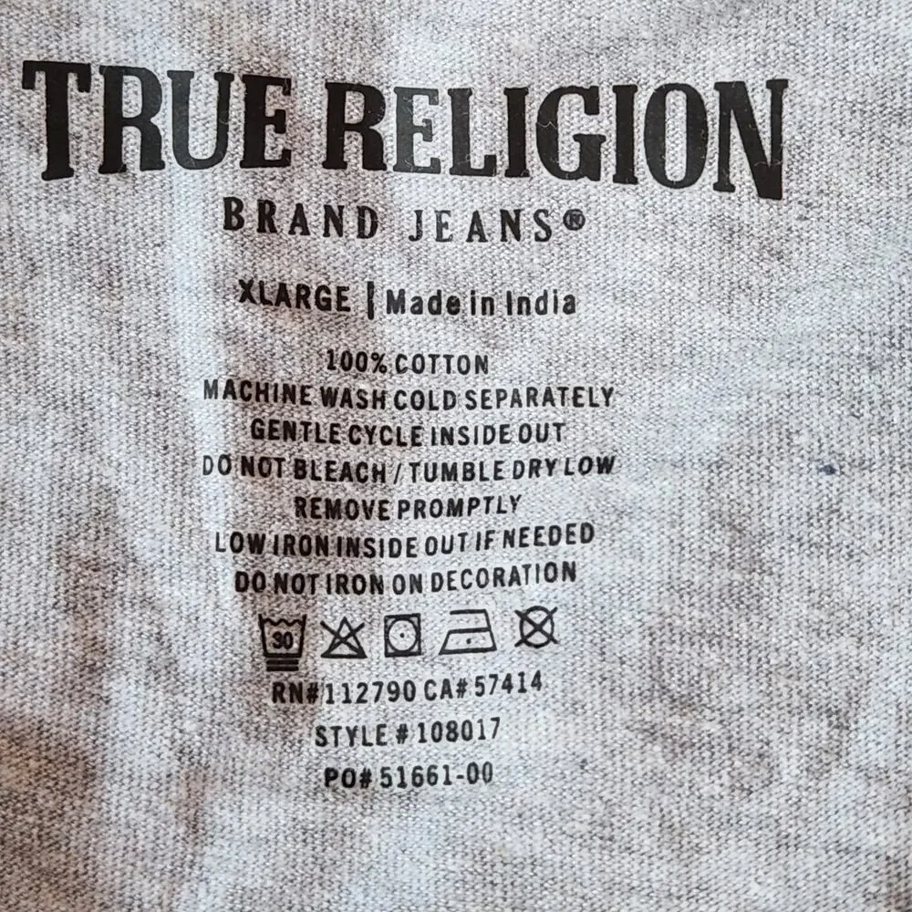 True Religion T-shirt Buddha Was Here Size XL